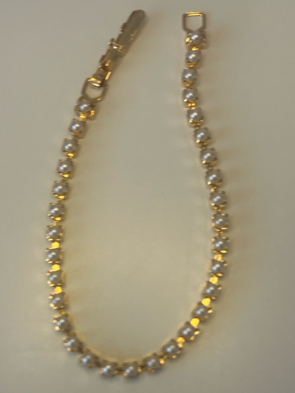 Gold Crystal Pearl Tennis Bracelet Women Jewelry